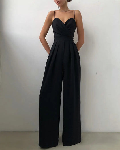 Women's Sleeveless Jumpsuit High Waist Wide Leg
