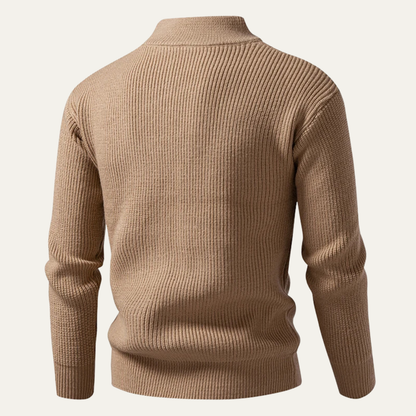 Men's Half Zip Knit Sweater Stand Collar Ashbury