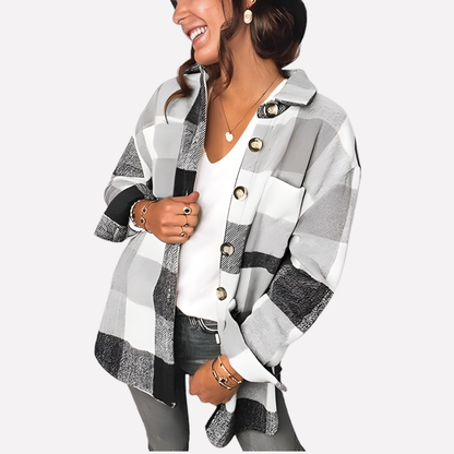 Women's Plaid Flannel Shirt Jacket