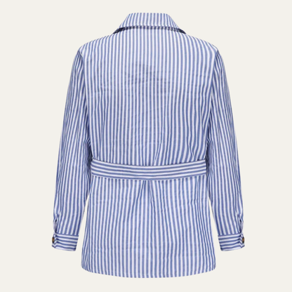 Men's Striped Button Down Shirt Cotton With Pockets