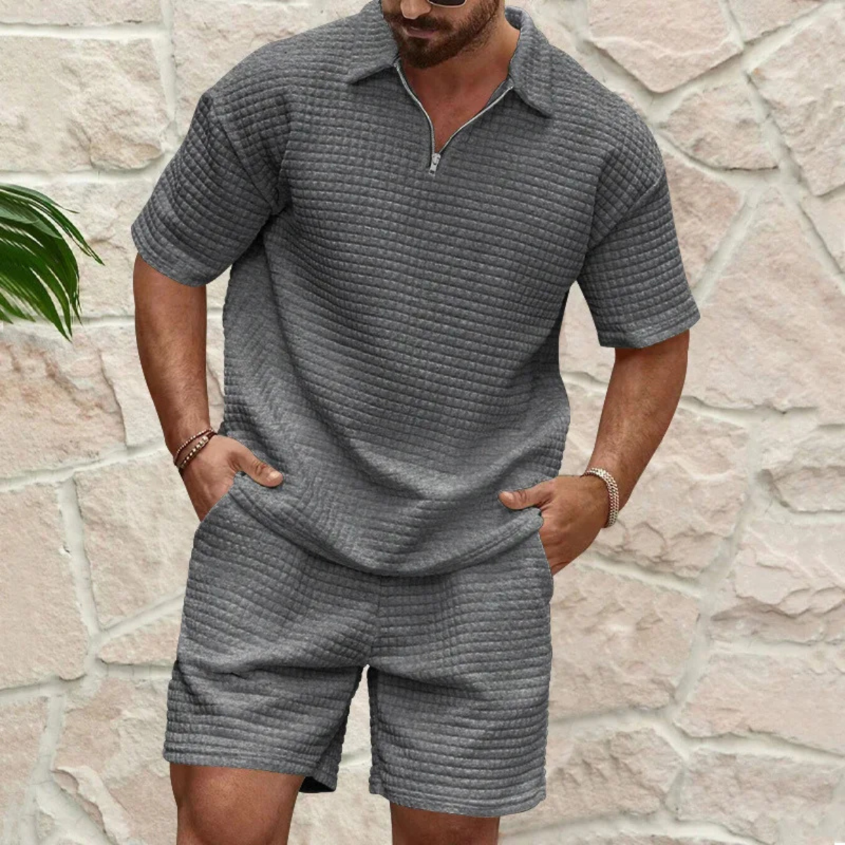 Ashcroft Men's Polo Shirt Shorts Set Casual Summer