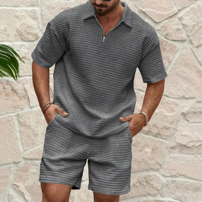 Ashcroft Men's Polo Shirt Shorts Set Casual Summer