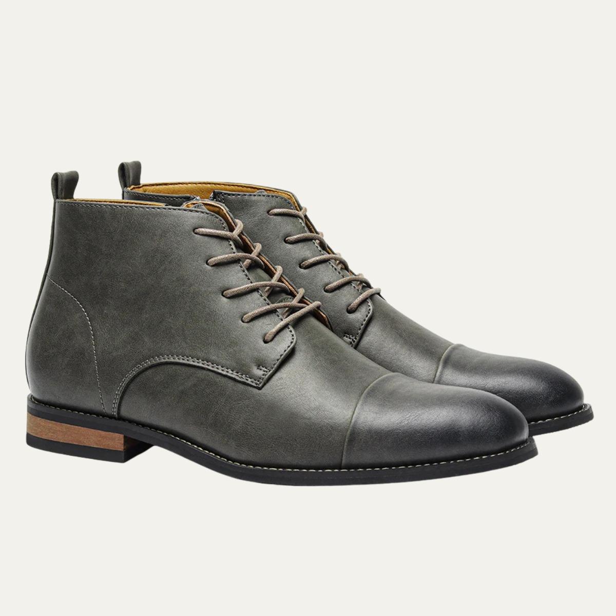 Men's Leather Ankle Boots Side Zip Classic Black