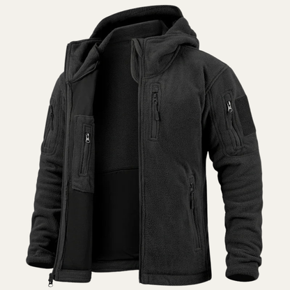 Men's Tactical Fleece Jacket Hooded Multi Pockets