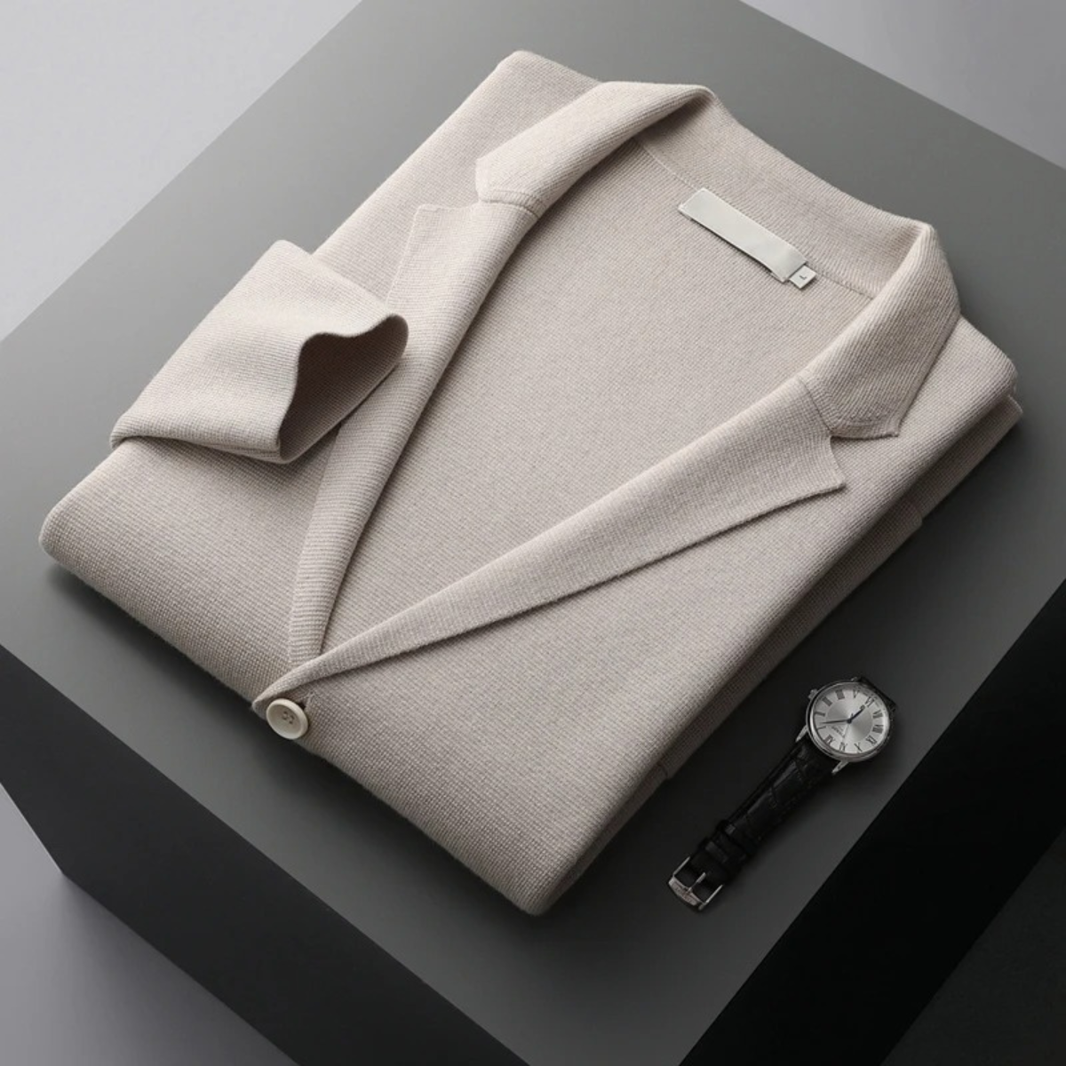 Men's Wool Cardigan Blazer Charcoal Grey