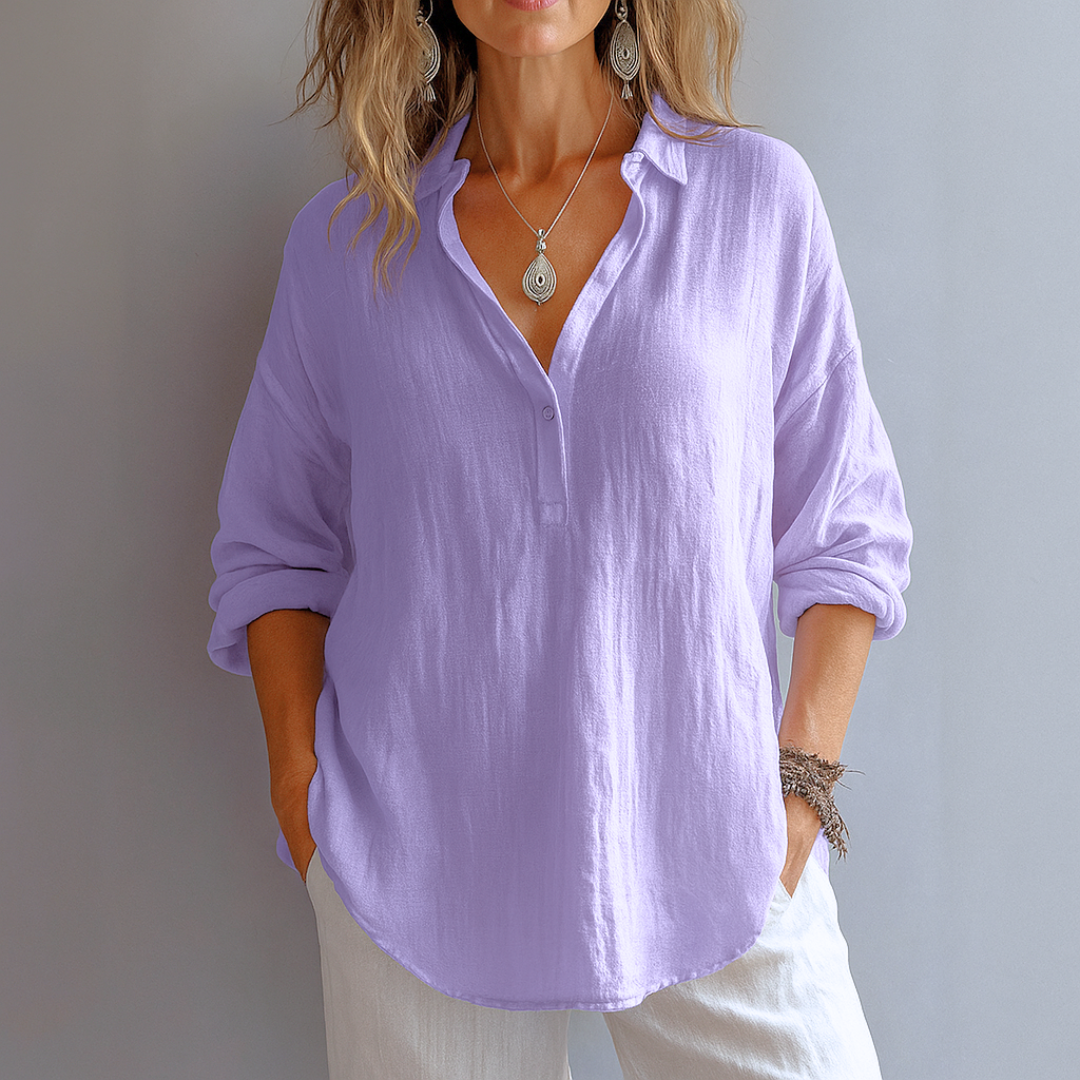 Women's Collared Long Sleeve Blouse