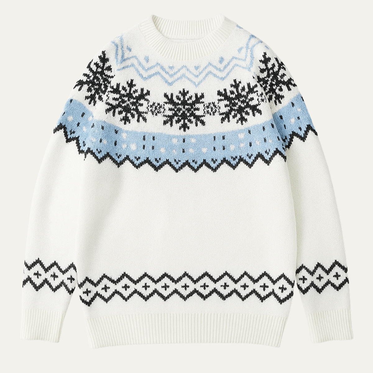 Men's Round Neck Snowflake Knit Christmas Sweater - VibreMode