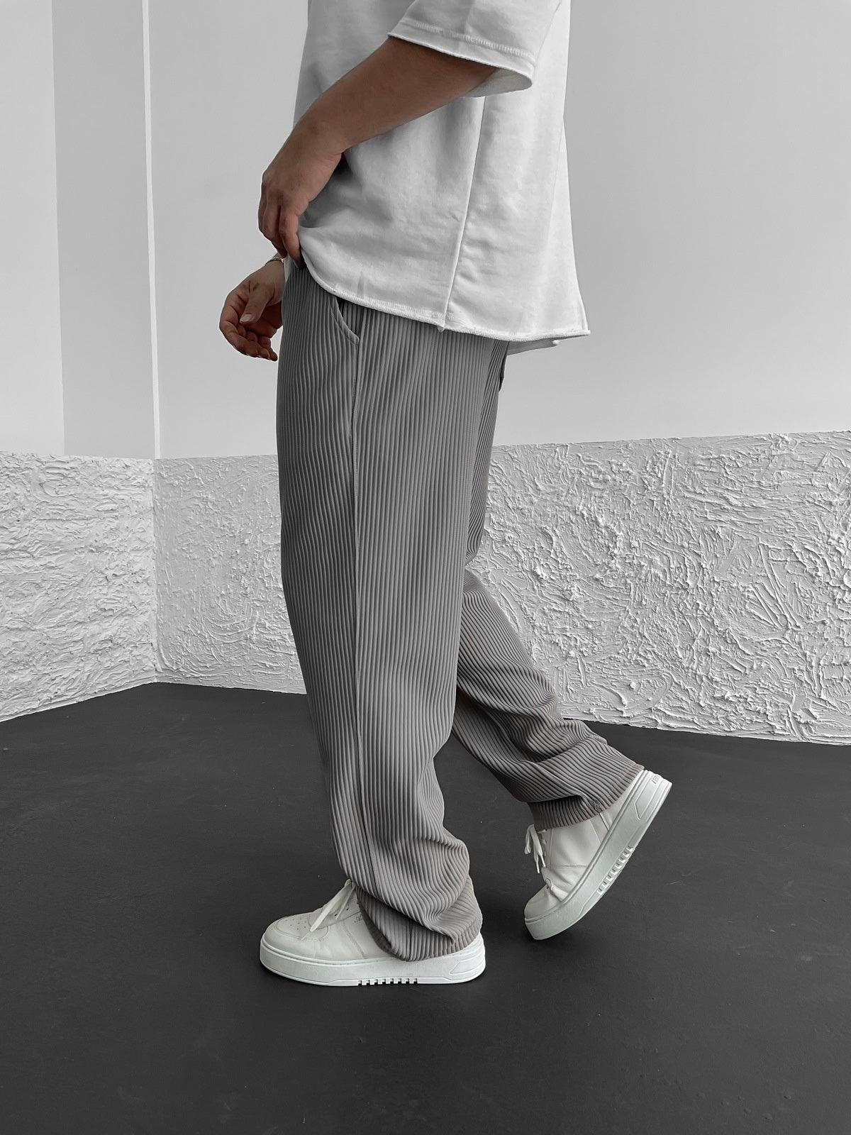 Men's Wide Leg Lounge Pants Vertical Stripe