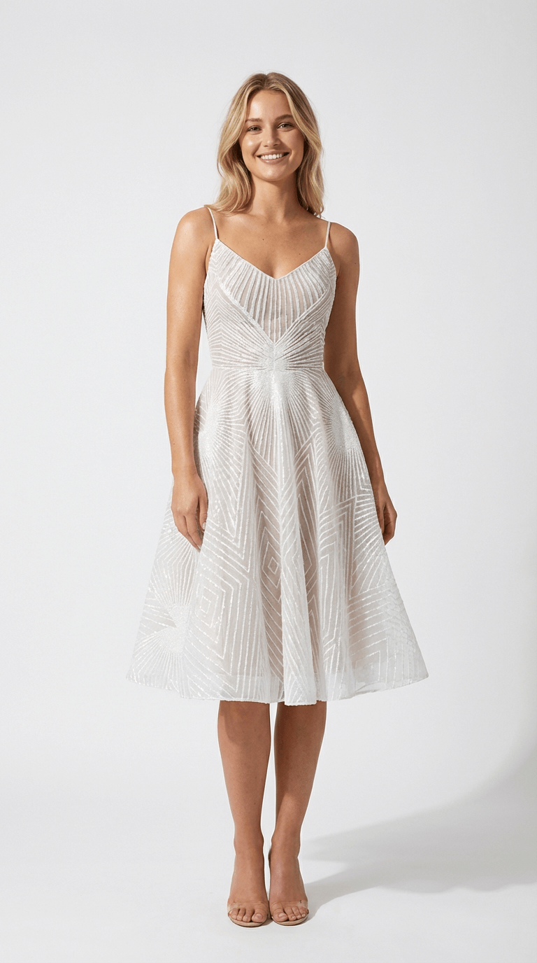 Women's White Sequin Maxi Evening Dress
