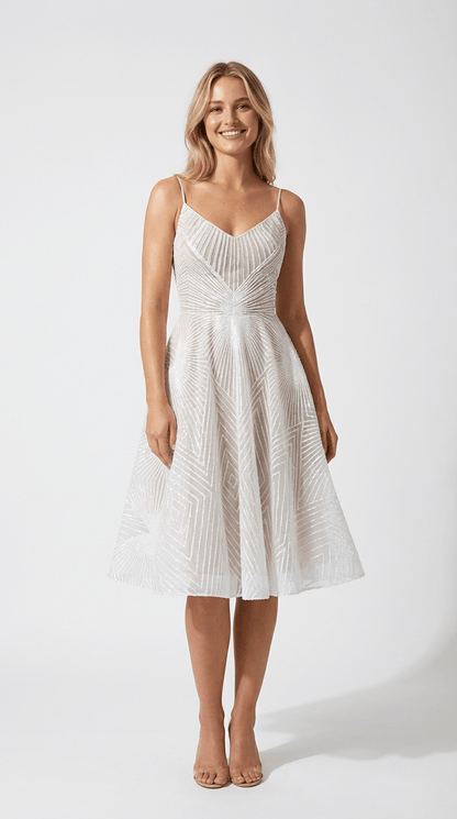 Women's White Sequin Maxi Evening Dress