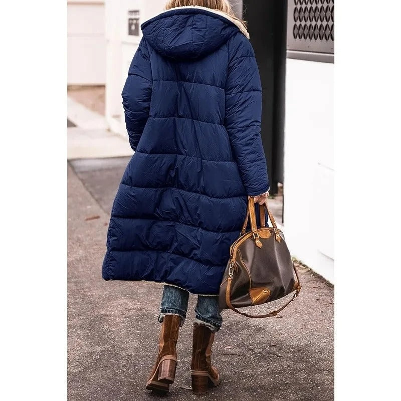 Women's Longline Puffer Jacket Sherpa Lining