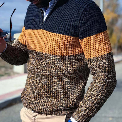 Multicolored Patterned Zip Up Sweater