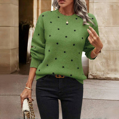 Soft Polka Dot Crew Sweater