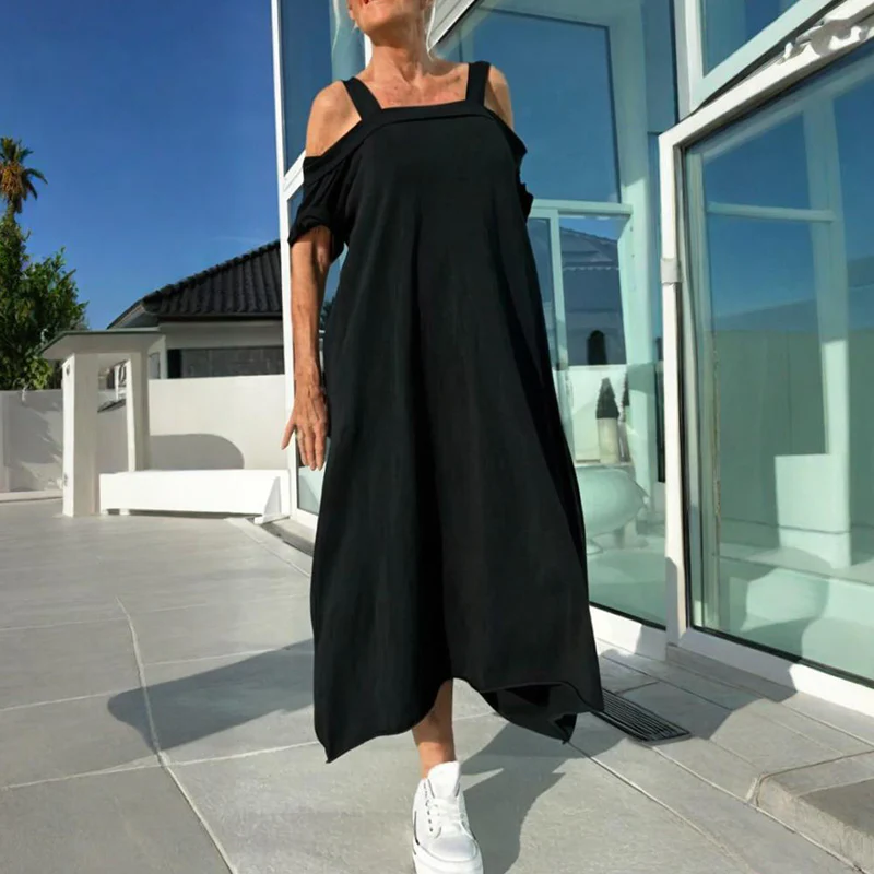 Relaxed Fit Off Shoulder Summer Dress - VibreMode