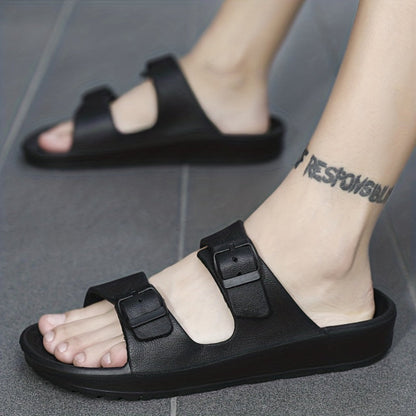 Men's Double Buckle Leather Sandal