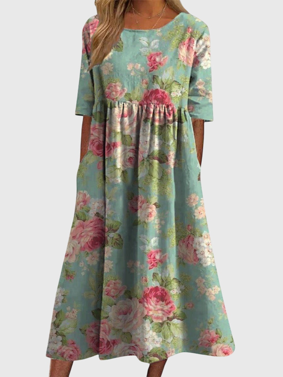 Classic Floral Midi Dress for Women