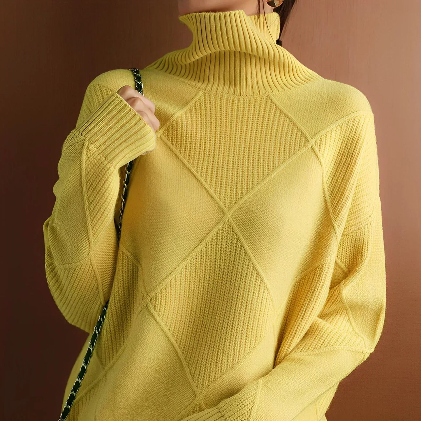 Soft Women's Cable Knit Turtleneck Sweater