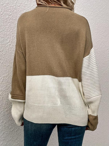 Comfortable Multicolor Knit Crew Neck Sweater