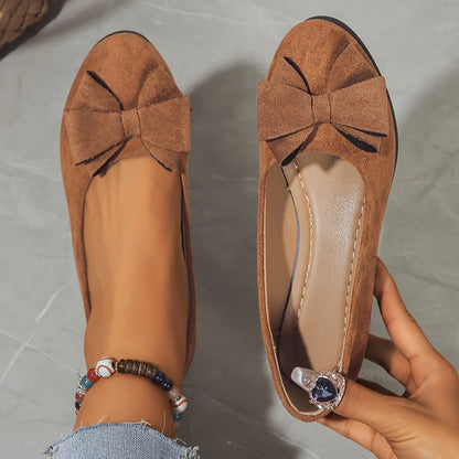 Elegant Round Toe Womens Slip On Ballet Shoes
