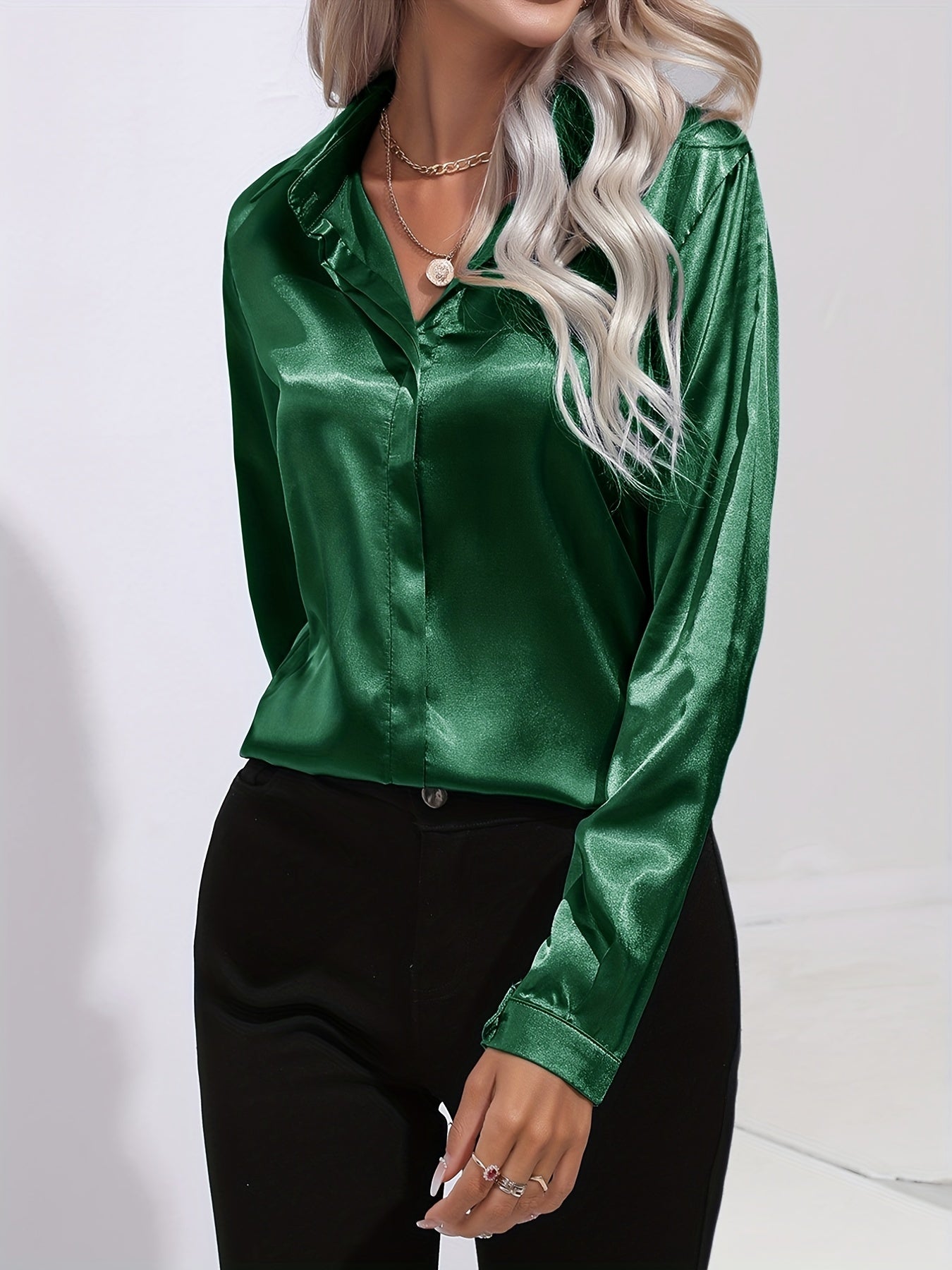 Ladies Classic Long Sleeve Silk Blouses