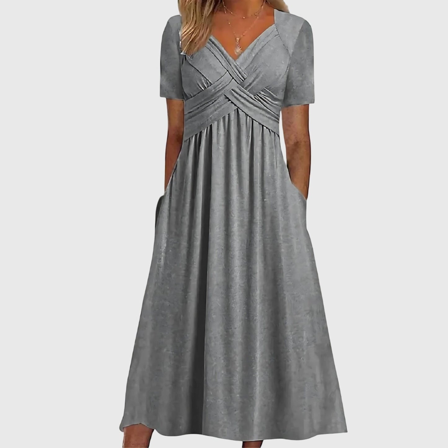 Elegant Women's V Neck Floral Midi Dress