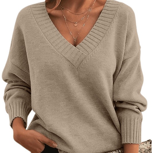 Women's V-Neck Sweater Classic Pullover - VibreMode