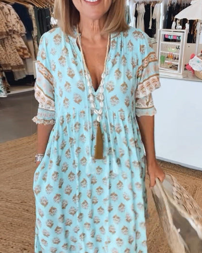 Women's Printed V-Neck Dress
