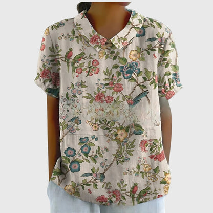 Pretty Floral Short Sleeve Women's Blouse