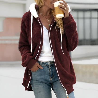 Women's Oversized Sherpa Hoodie Zipper Soft