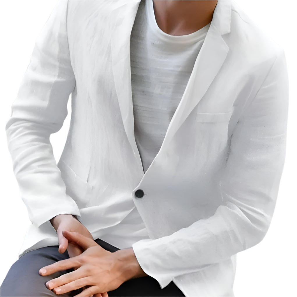 Men's Linen Blazer Casual Beige - VibreMode