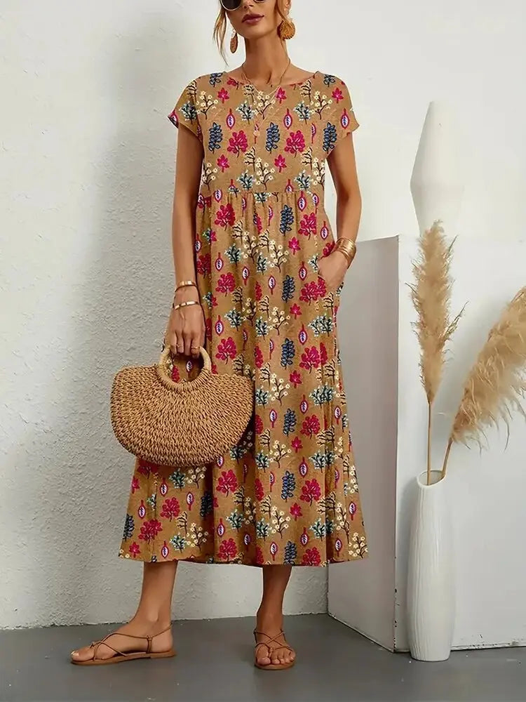 Women's A-Line Summer Dress Floral Print - VibreMode