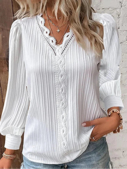 Elegant Woman's Chiffon Lace Top