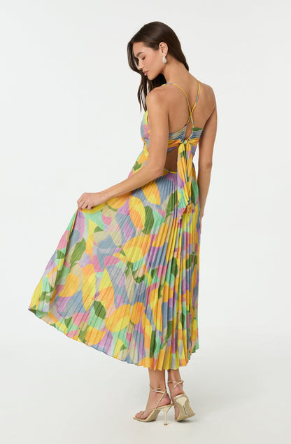 Women's Midi Dress V-Neck Spaghetti Straps Multicolor Print
