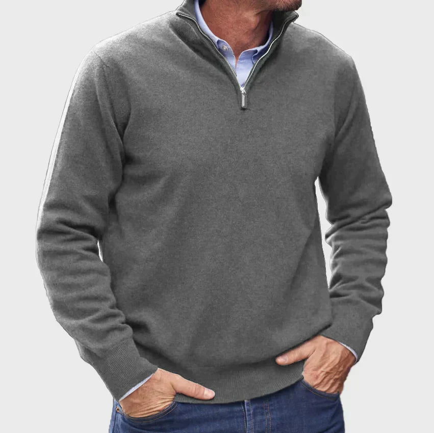 Men's Knit Half-Zip Jumper Ribbed Cuffs