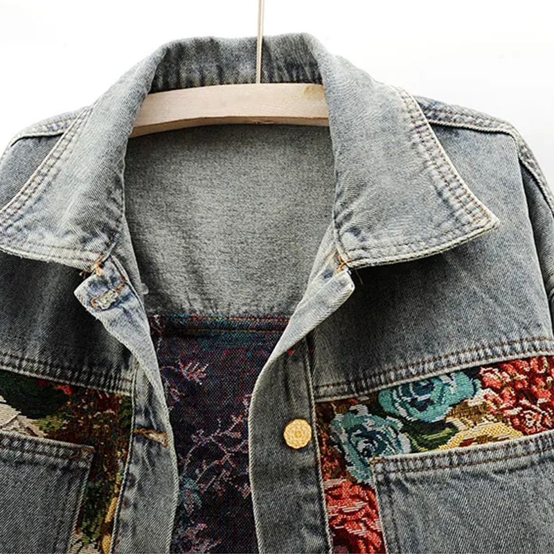 Women's Floral Denim Jacket