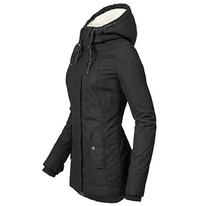 Women's Winter Coat Warm Wool Black