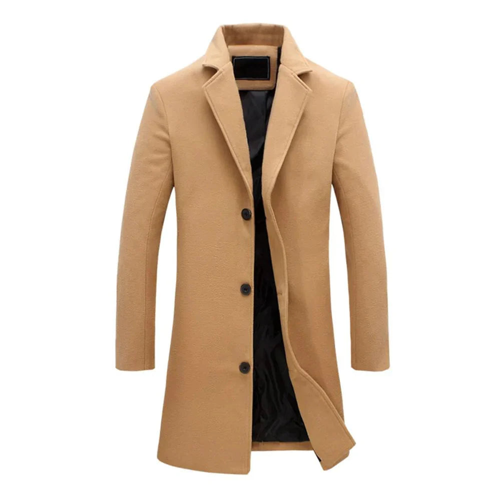Men's Notch Lapel Long Winter Coat