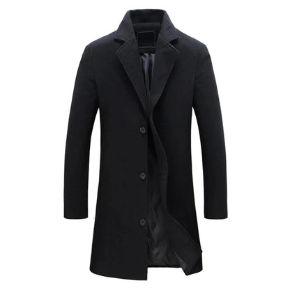 Men's Long Winter Coat Notch Lapel