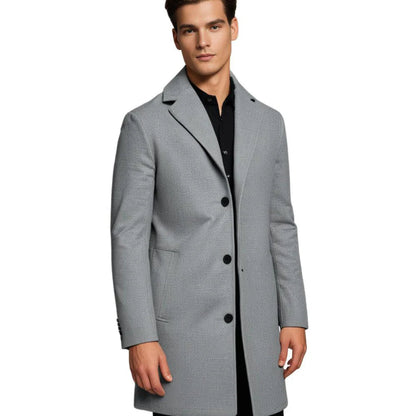 Men's Long Winter Coat Notch Lapel