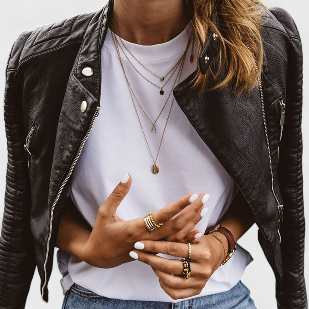 Women's Biker Jacket Zip Up