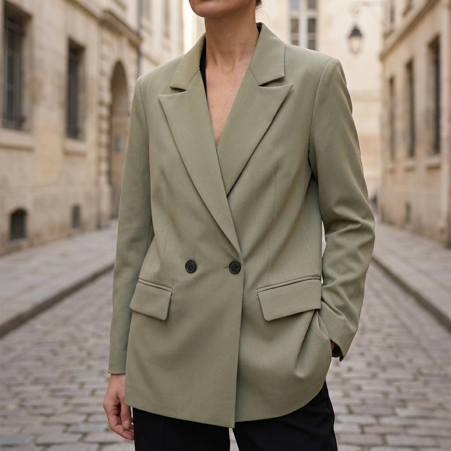 Women’s Oversized Blazer Double Breasted Long Sleeve Casual Suit Jacket