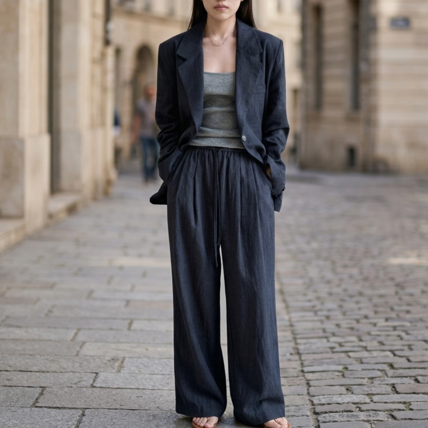 Women’s Linen-Blend Blazer Suit Set