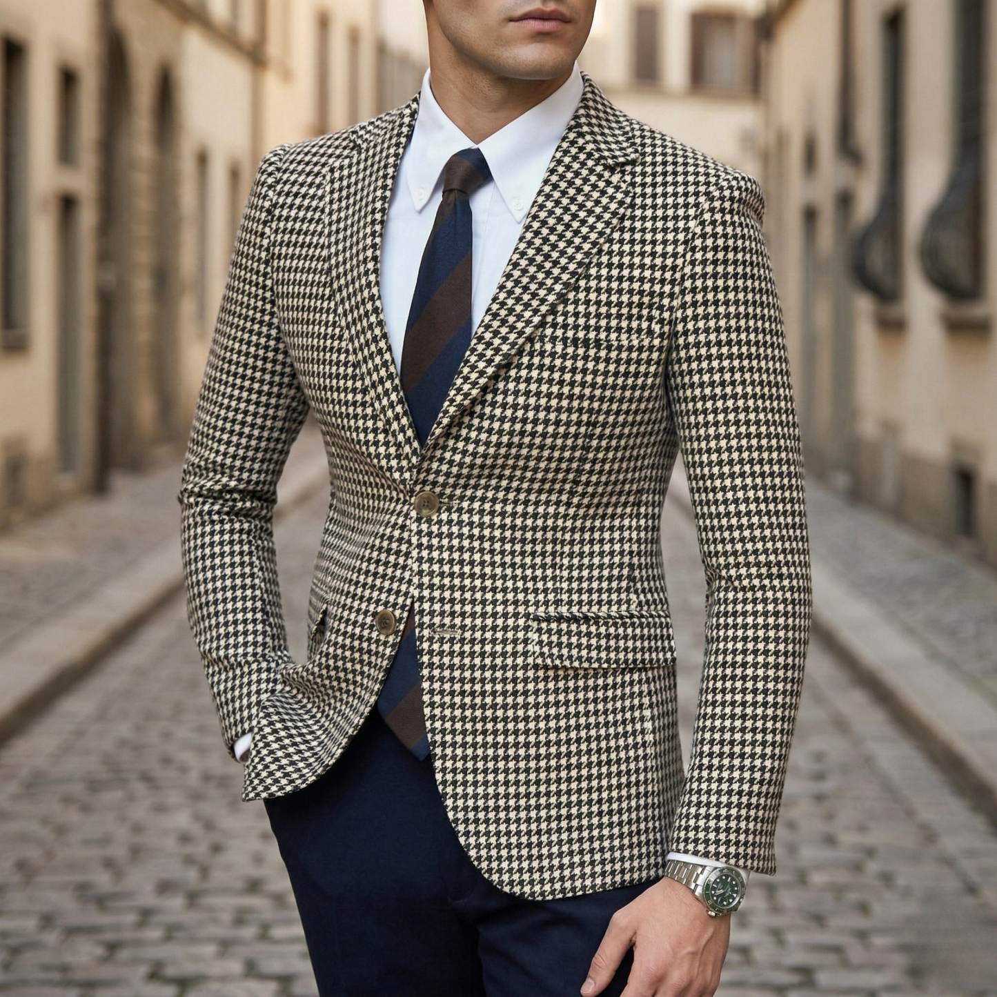 Men’s Houndstooth Slim Fit Blazer
