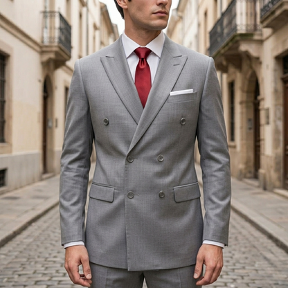 Men’s Double-Breasted Slim Fit Formal Blazer with Peak Lapel