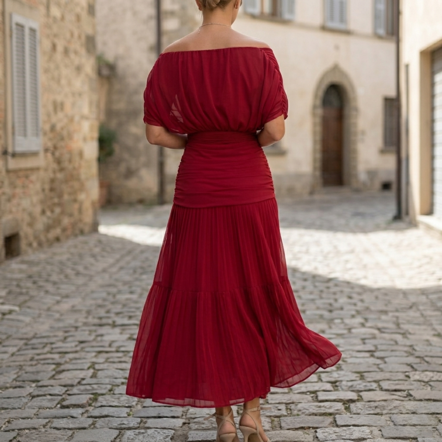 Women’s Off Shoulder Maxi Dress Ruched Evening Gown