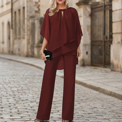 Two Piece Set Women Loose Blouse Wide Leg Pants Suit