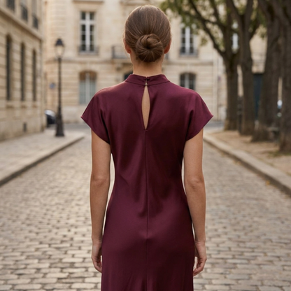 Women’s Midi Dress Short Sleeve Elegant Fitted Evening Dress