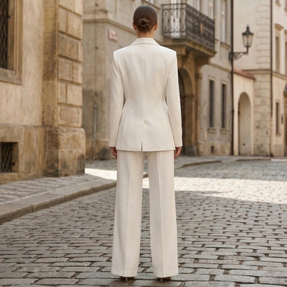 Women’s Elegant White Blazer Two-Piece Suit Set