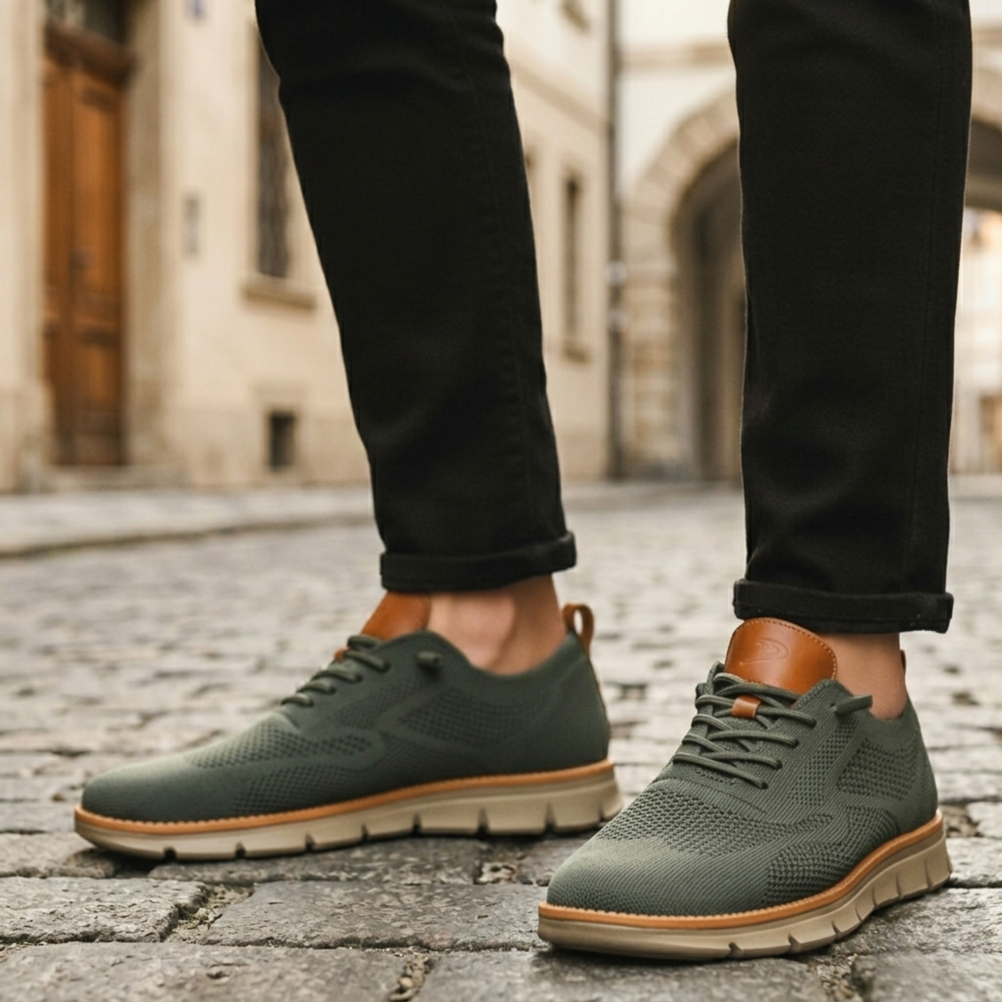 Men Orthopedic Sneakers Knit Walking Shoes Lace Up Support