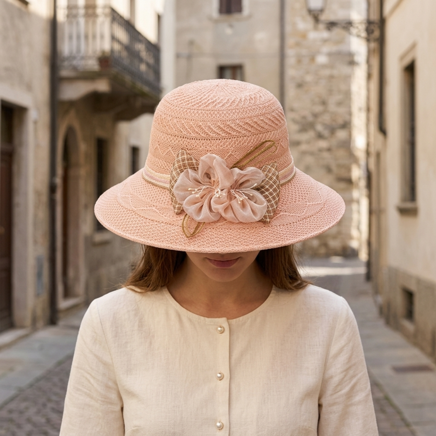 Straw Hat Cloche Style Bow Detail Summer Women